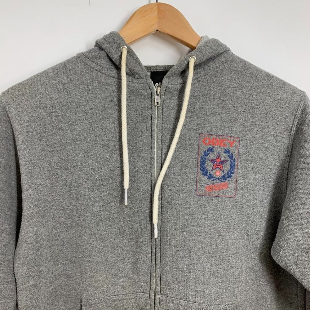 Obey Women's Propaganda Full Zip Cotton‎ Hooded Long Sleeve Sweatshirt Size M - Picture 5 of 12